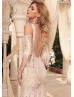 Beaded Lace Tulle Bohemian Wedding Dress With Detachable Sleeves